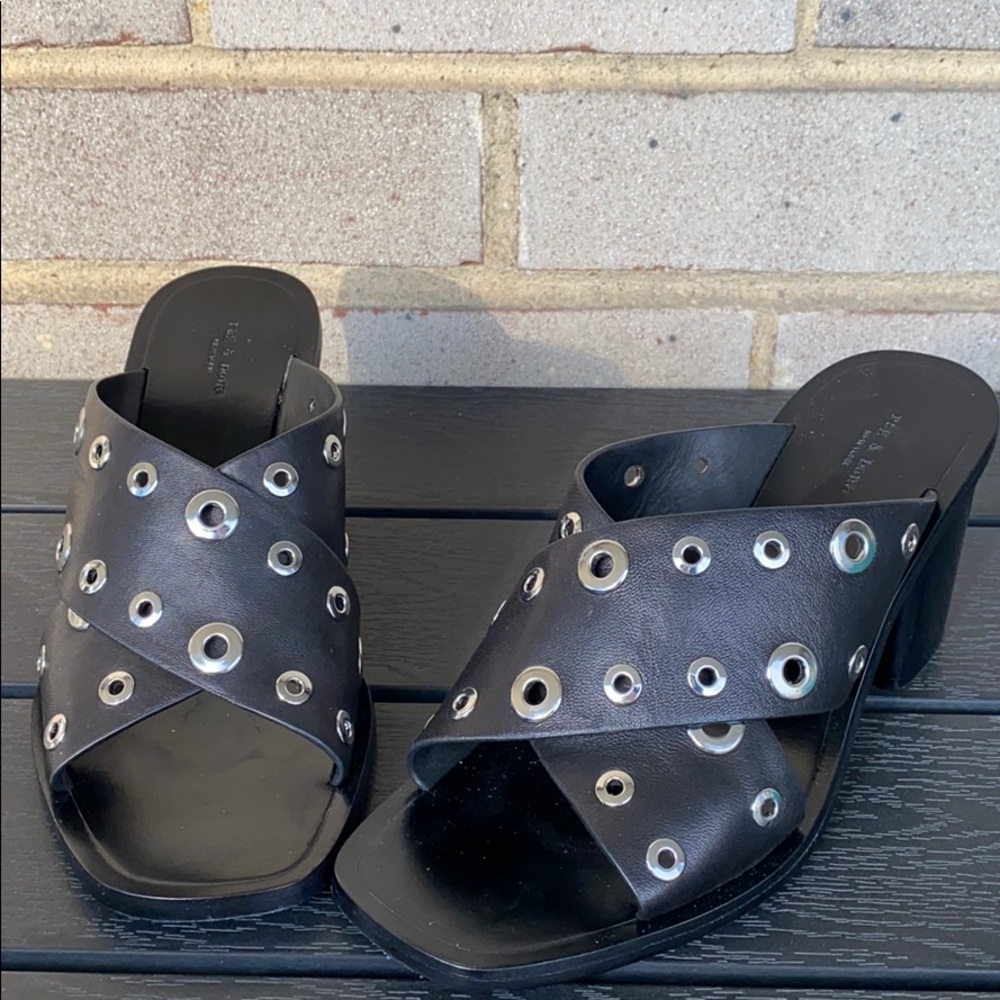 Rag & Bone Paige Black Grommet Shoes 6.5